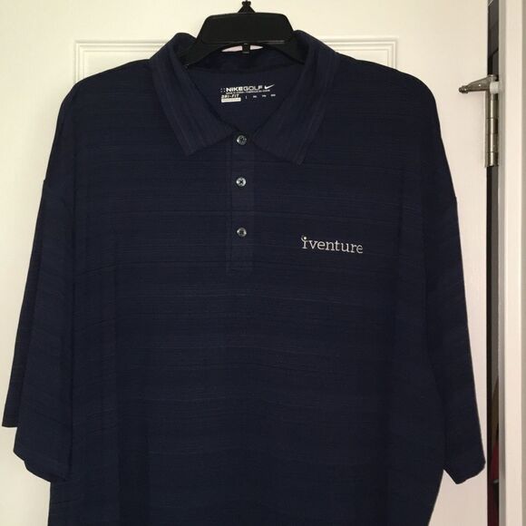 Blue woven Dri Fit Nike Iventure Golf polo shirt - Picture 1 of 4